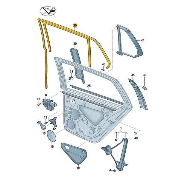 Original Fensterführung links hinten schwarz VW Golf 5G9839431E  