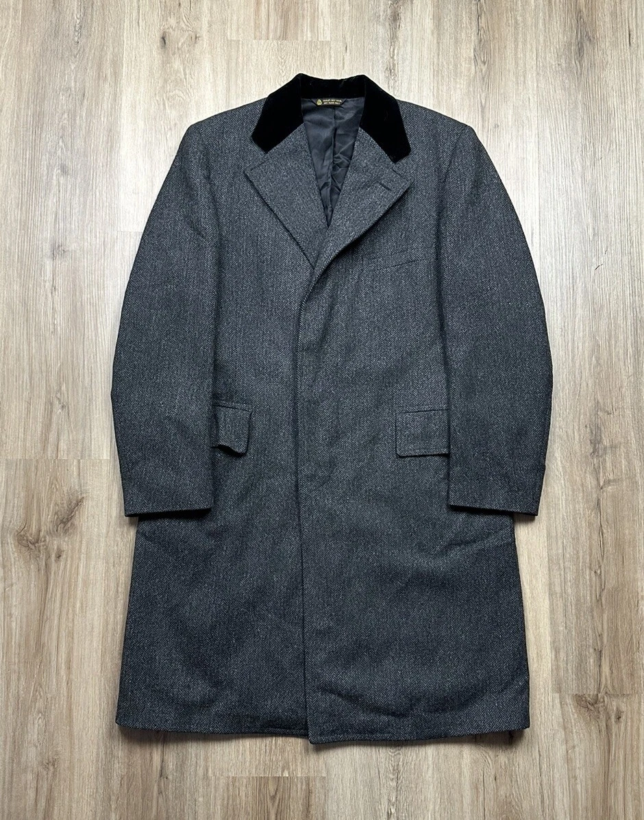 60s〜 German vintage wool tweed coat 46 Vintage 1960s Harris Tweed Overcoat Size Mens Coat Size Medium
