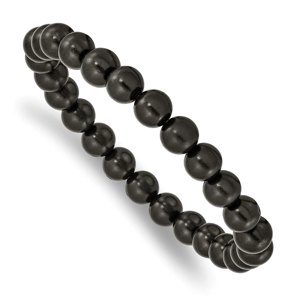 Pulsera elástica con cuentas de madera negra