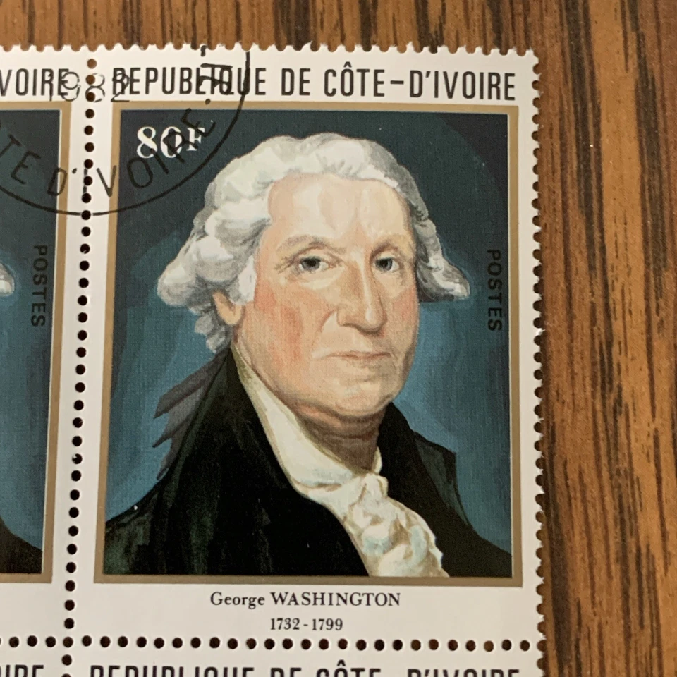 1982 George Washington 250th Birthday  Anniversary  Ivory Coast #624 Block Of 4 - Image 3 of 4