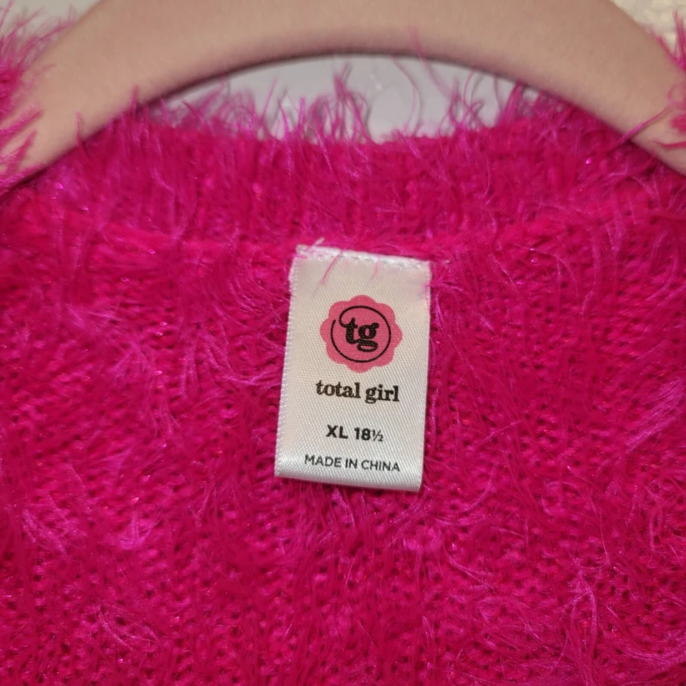 Cárdigan Total Girl Niñas Talla XL 18 Rosa Caliente Pestañas Tejido Metálico Suave Foto 4 de 4