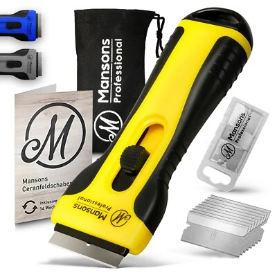 Mansons® Kochfeldschaber mit 25 Ersatzklingen Glasschaber Schaber