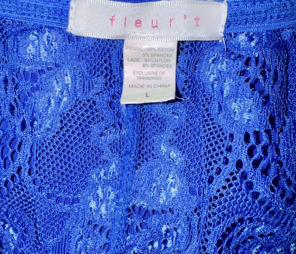 Fleur’t Intimates Belle Époque Encaje Espalda en T Chemise Zafiro Talla L Foto 3 de 4