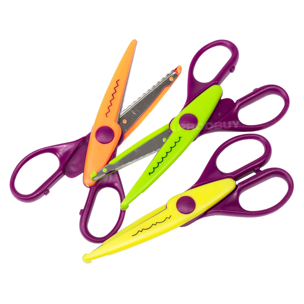 Set of 3 Pairs of Children's Craft Scissors Assorted Blades Art