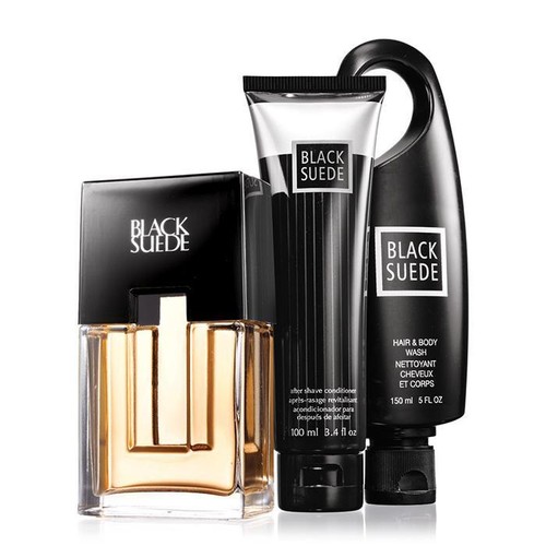 Avon Black Suede Three Piece Gift Set Retail $28.00 - Picture 1 of 5