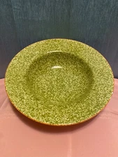 Over & Back Indoor Inc. Green w/orange Rim Spongeware Serving Bowl 11.25”