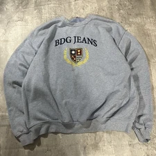 BDG Jeans Sweatshirt Crewneck Pullover Light Blue Embroidered Logo Men L