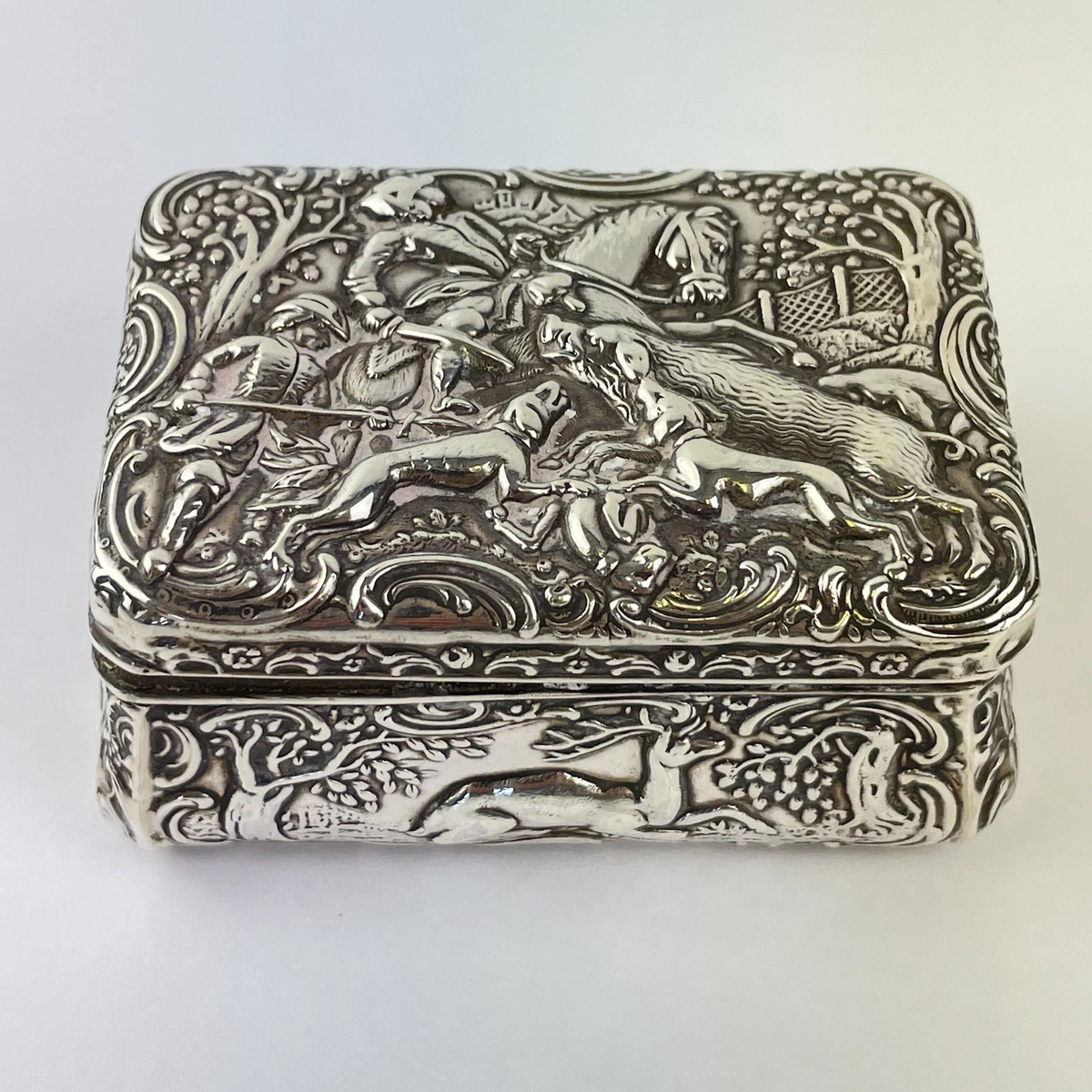 Silver Scenes Box in Antique Solid Silver Boxes for sale | eBay UK
