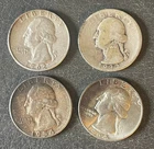 4 SILVER WASHINGTON QUARTERS 1932 and 3 Toners 1954S 1962D 1964D