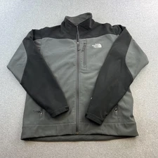 North Face Jacket Mens Medium Black Gray Apex Softshell Full Zip Outdoor Hiking