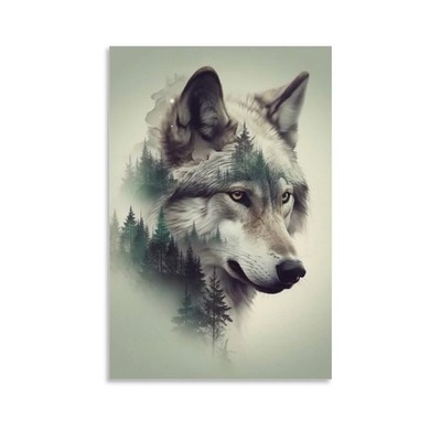 Wall Art Posters Wolf in Forest Modern Aesthetic Decor Prints for Bedroom Liv...