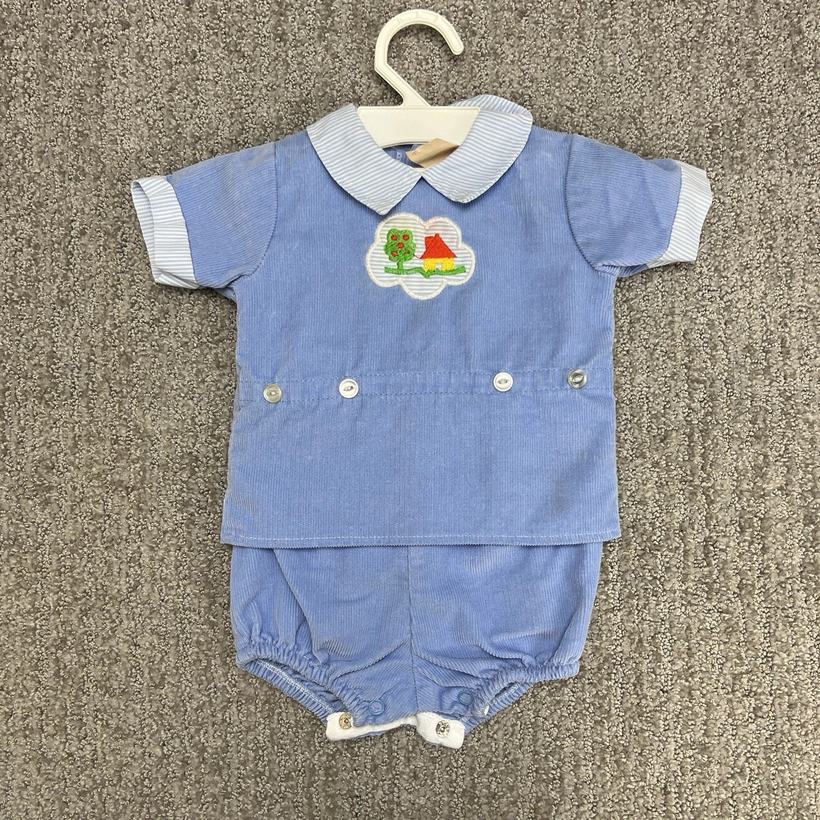 VTG Carters Baby Boy 6M Bobby Suit Corduroy Diaper Set Grandmillennial *As Is