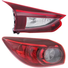 Tail Light Set For 2014-2018 Mazda 3 3 Sport Left Inner Outer Clear/Red Halogen