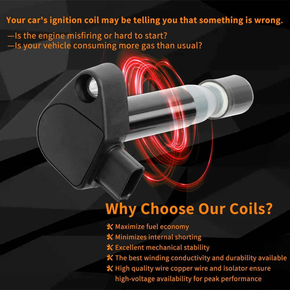 UF242 Ignition Coil Pack Set of 6Pcs Compatible with Honda Accord Odyssey Pil... - Image 3 of 4