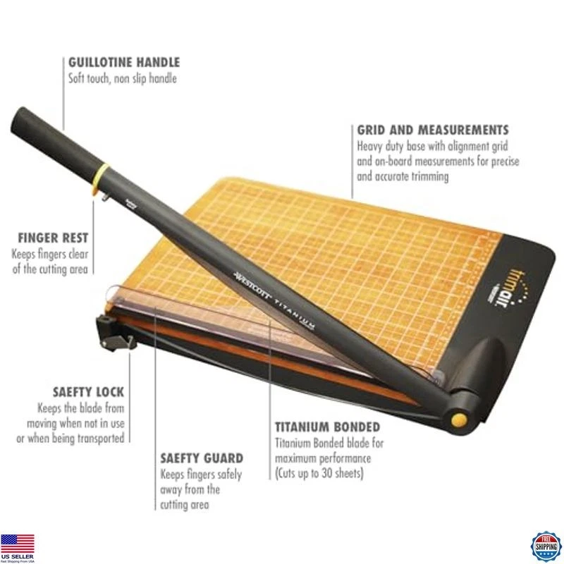 Westcott 12英寸TrimAir木质断头台剪纸机和修剪器-切割30张 — 第 2/4 张图片