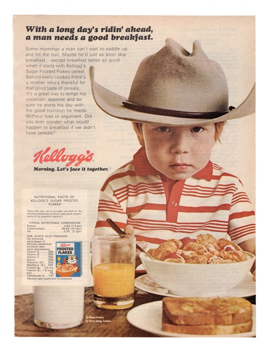 Vintage 1970s mag print ad Kellogg's Frosted Flakes