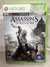 Assassin's Creed III Gamestop Ed Xbox 360 Video Game discs, cover art, Game inst