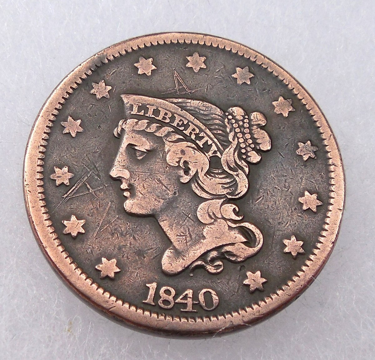 1840 BRAIDED HAIR LARGE CENT 