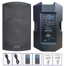 2Pcs 15" PA Karaoke Speakers 4000W Peak Power DJ Loudspeaker BT USB TWS Speakers