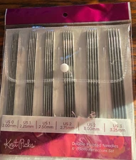 Knit Picks Double Pointed Knitting Needles 6" Stainless Steel 6 Sizes Set of 30