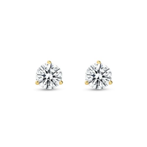 14K Gold GRA Certified D-VVS1 Round Moissanite Martini Screw Back Stud Earrings - Picture 3 of 8
