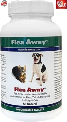 FLEA AWAY 100Tablets Flea Tick Mosquito Repellent Medication Medicine Pills for Dogs& Cats