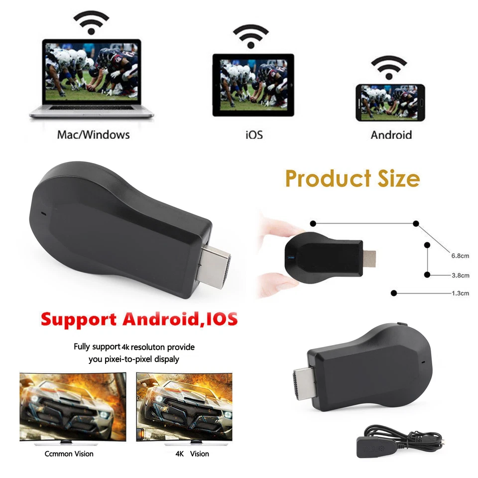 True 4K M100 TV Stick  HD WiFi Wireless Dongle Receiver TV Streamer #8 - Image 2 of 4