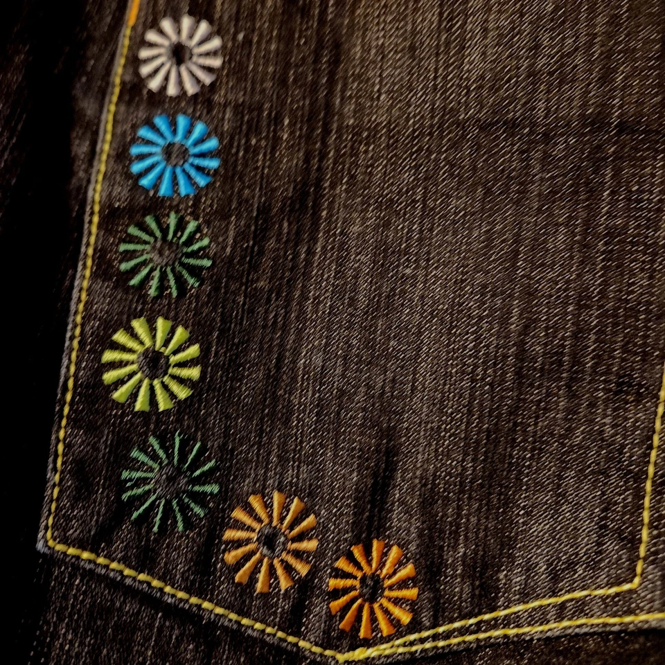 Pantalones de mezclilla para hombre Brooklyn Xpress lavado oscuro negro naranja bordado 40 X 31,5 bolsillos Foto 4 de 4