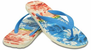 Crocs Chawaii Tropical II Flip Flops Mens 13 Ocean Blue Tangerine Orange Sandals | eBay