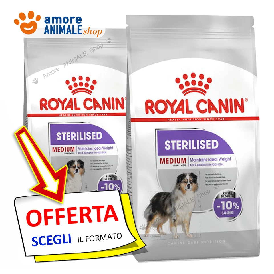Royal Canin Dog → Adult Medium, STERILISED - 3 / 12 kg - Crocchette Cane, Cani