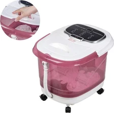 Large Electric Foot Spa Bath Basin Massager Pink with Heat and Massage Rollers