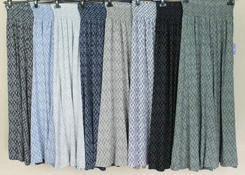 NEW LADIES LAGENLOOK LEAF PRINT WIDE LEG PALAZZO ELASTICATED WAISTBAND TROUSERS