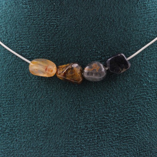Boucles D'oreilles Perles Pietersite Et Bois 8 Mm – Acier, Fait En France, Neuf Avec étiquettes