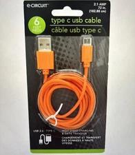 E-Circuit Type C USB Cable 6 Feet 2.1 Amp