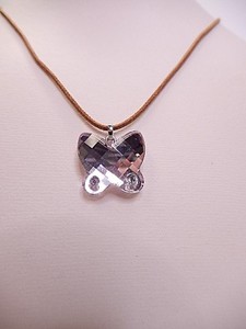 faceted swarovski butterfly crystal necklace corded signed purple