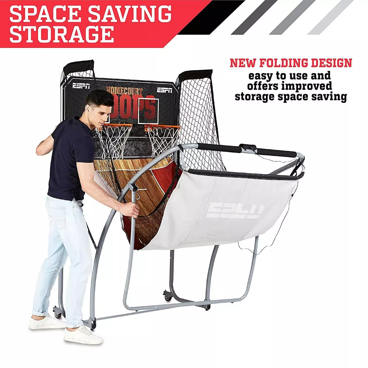 ESPN EZ Fold Indoor Basketball Game for 2 Players with LED Scoring