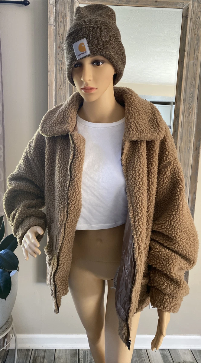 cotton on brown teddy coat size medium