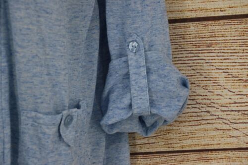 Drapers & Damons Womens Sz XL Roll Tab Sleeve Linen Duster Cardigan Heather Blue - Picture 3 of 6
