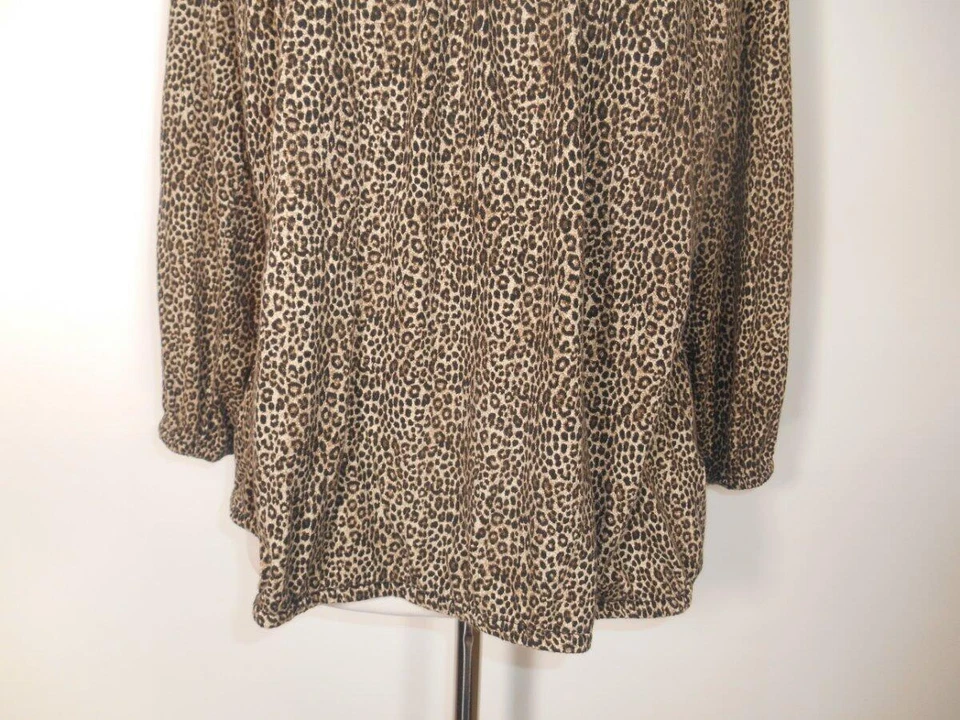Hermosa Blusa Campesina Para Mujer Grande Michael Kors Marrón Diseño Manchado LS Foto 4 de 4
