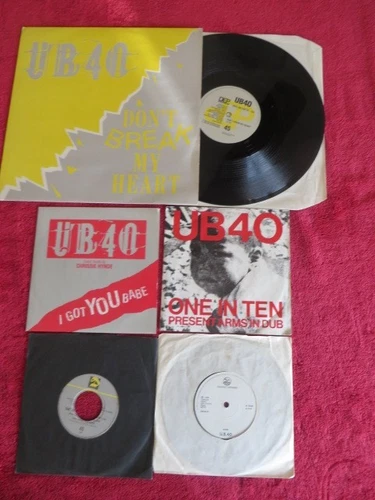 UB40 ~ 1 x 12" - DON'T BREAK MY HEART + 4 x UK 45's - RAT IN MY KITCHEN - BUNDLE