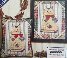 Counted Cross Stitch Kit CALICO KITTY Cat Dimensions MIP Easy Project 8x10 See 