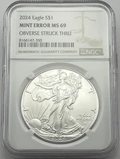 2024 $1 American Silver Eagle Mint Error Early Releases NGC MS69