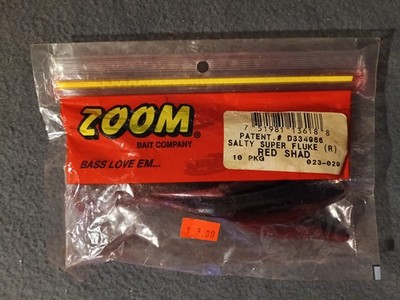NEW Zoom Salty Super Fluke Soft Plastic Jerkbait Red Shad 10-Pack Bass Fishing