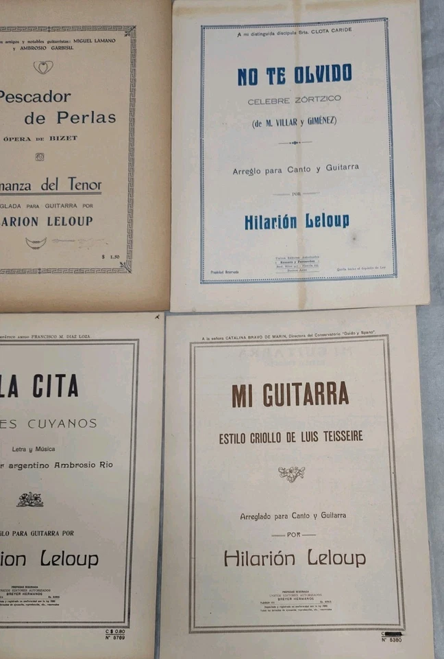 Hilarion Leloup Lot Of 6 Sheet Music Spanish Classical Guitar Vtg Bizet Grieg + - Image 3 of 3
