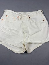 Levi's 501 Women's White Denim Shorts High Rise Button Fly W28 5-Pocket