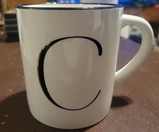 Threshold Stoneware Monogram White Coffee Mug...