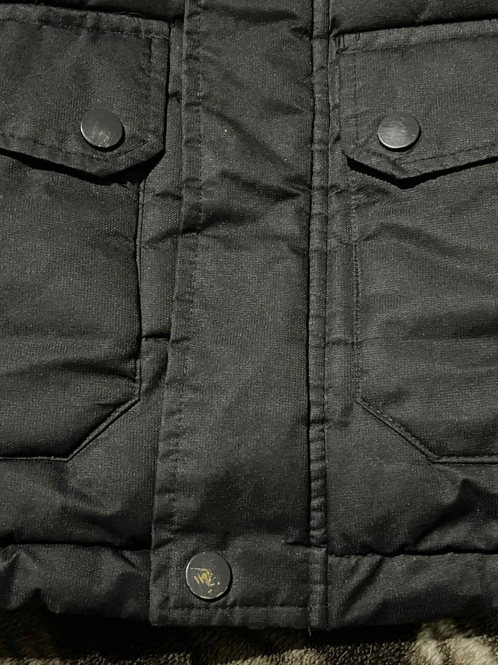 Ultimate Boys Jacket Youth 7/8 Black Parka Hooded Faux Fur Camo Lining Winter - Image 3 of 4