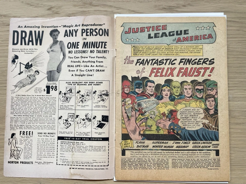 Justice League of America #10 (DC Comics March 1962) Faust Appearance Silver Age - Image 3 of 4