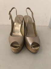 Jimmy Choo Metallic Crackled Leather Cork Wedges