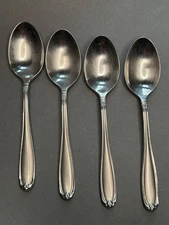 4 Soup Spoons Princess House BARRINGTON Pre Owned EUC Stainless Frost Gloss Edge